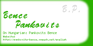 bence pankovits business card